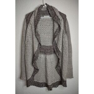 CAbi Two-Tone Gray Open Front Knit Cardigan